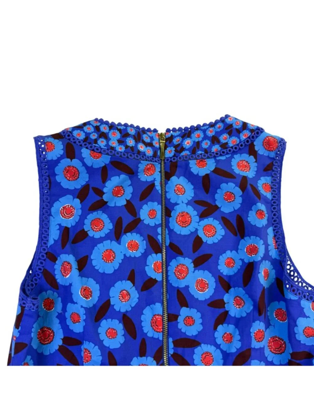 Kate Spade Women’s Blue Cotton Blend Floral Sleeveless Dress Size 10
